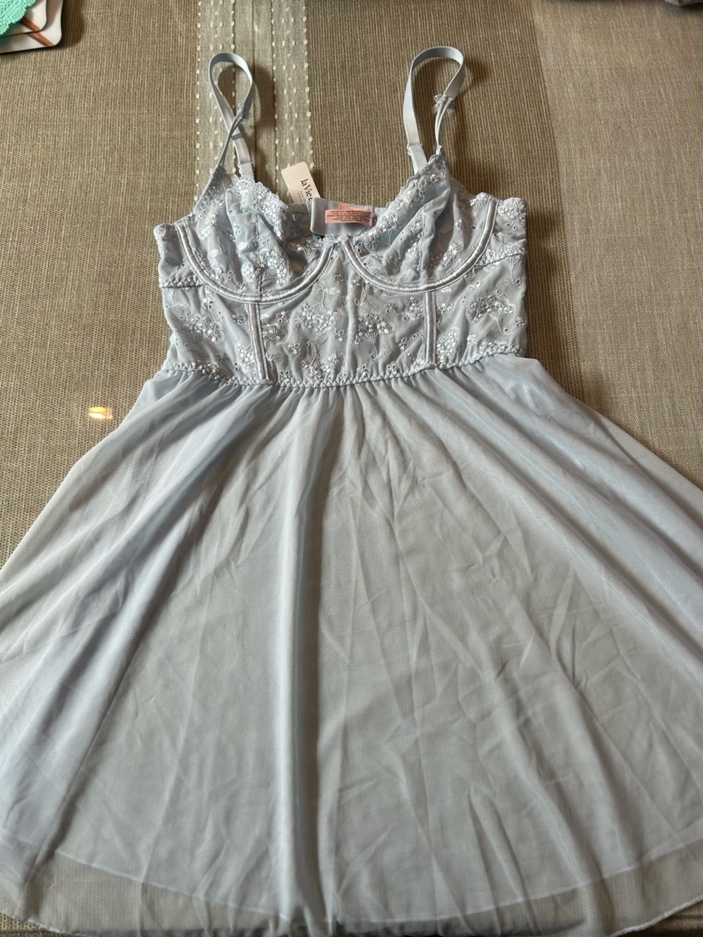 Victoria's Secret Light Blue Embroidered Camisole Dress